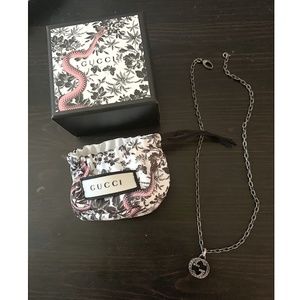 Gucci Interlocking G Necklace in Aged Silver